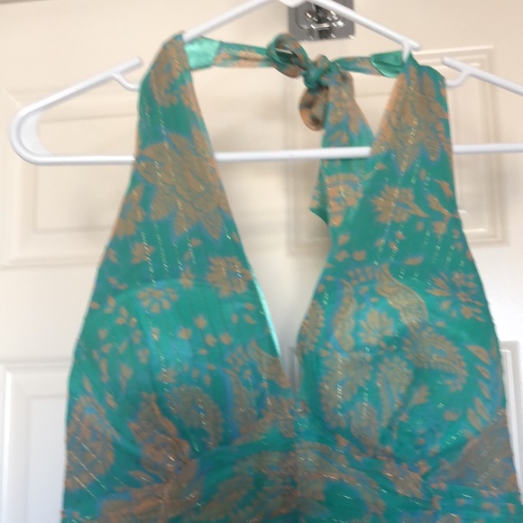 Silk Dress with Metallic Gold Detail - Picture 2 of 5